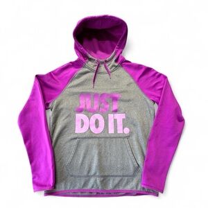 Nike "Just Do It." Gray & Purple Hoodie women’s medium O12